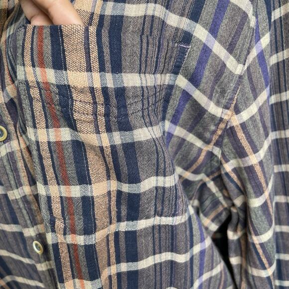 Carbon 2 Cobalt Men's Brown Plaid‎ Button Up Shirt Size L Classic Casual Rustic - Picture 7 of 14